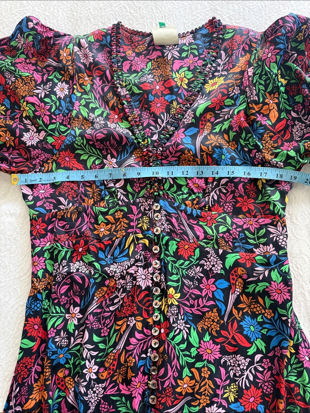 Floral Button-Front Midi Dress in Multicolor - Picture 12 of 14